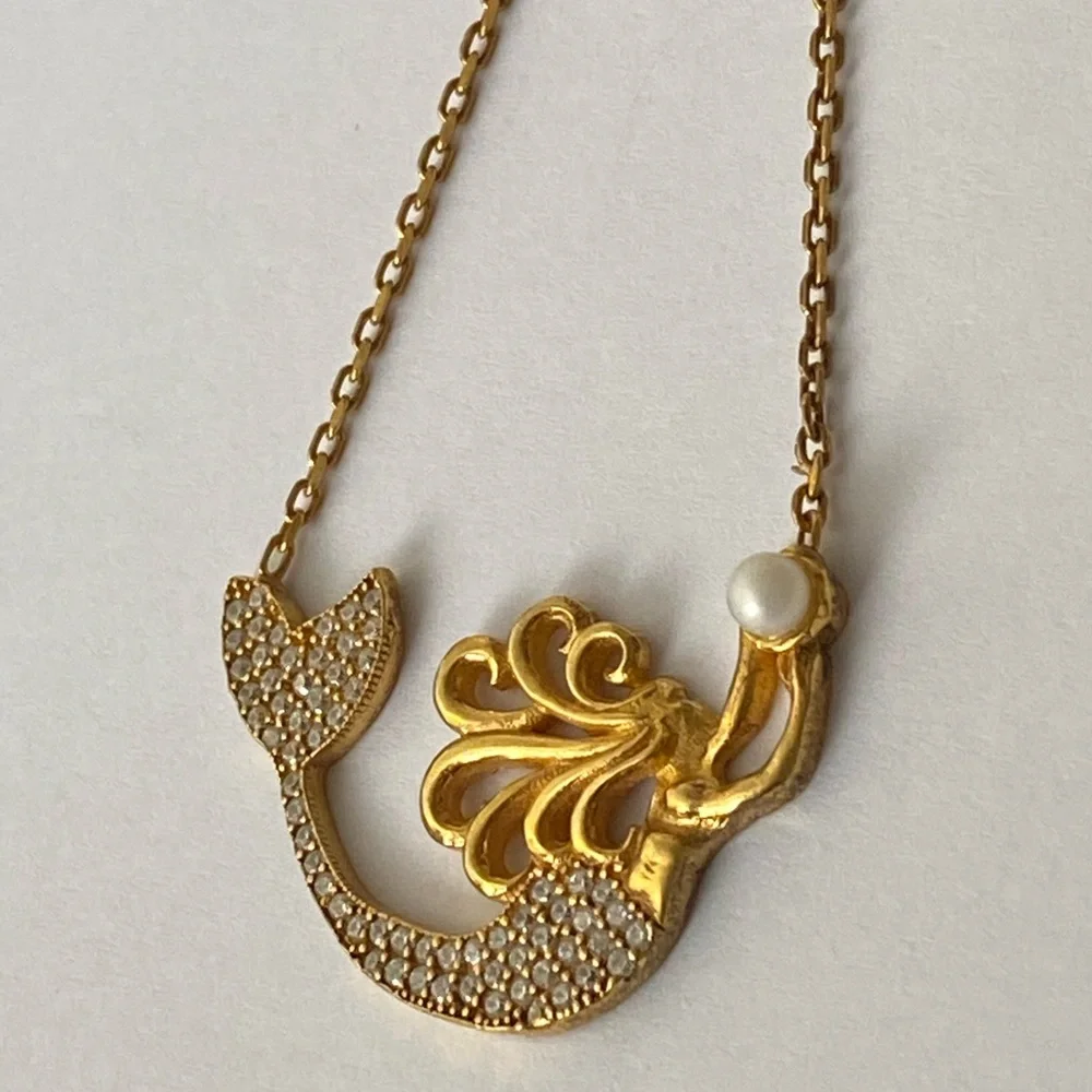 🧜‍♀️Mermaid 925 silver pearl necklace 18k yellow gold plated